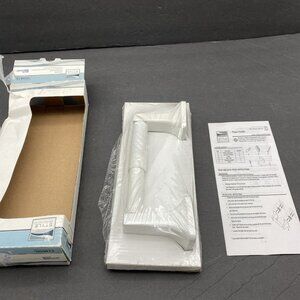 Seton Toilet Paper Holder Modern White Metal Sides Plastic Spring Open‎ Box